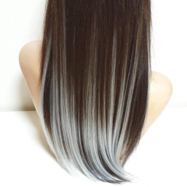 1+1 컬러 브릿지 헤어 피스 인모 광택 고열사 3피스 핑크 블루 실버 레몬 버터 가발 붙임머리, 레몬버터+젤리핑크, 1개