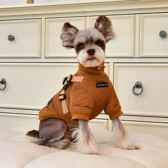 퍼피아 반려동물 도미닉 패딩 점퍼, 카멜, 1개