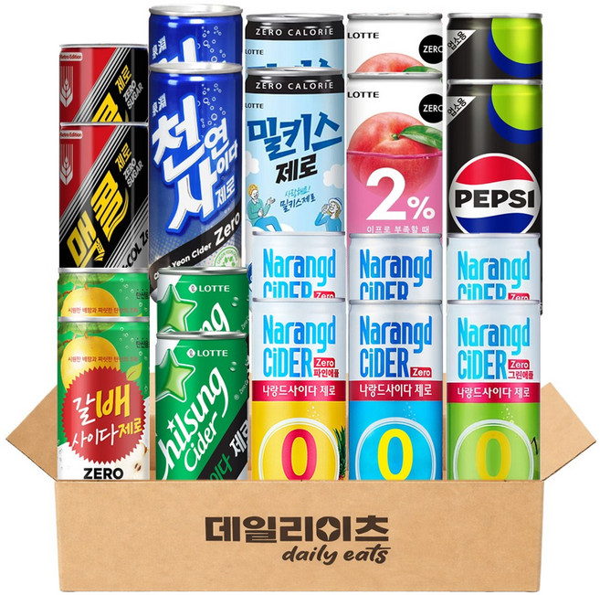 데일리이츠 제로 탄산 캔음료 소캔 10종류 총 20캔 C세트, 1박스, 245ml