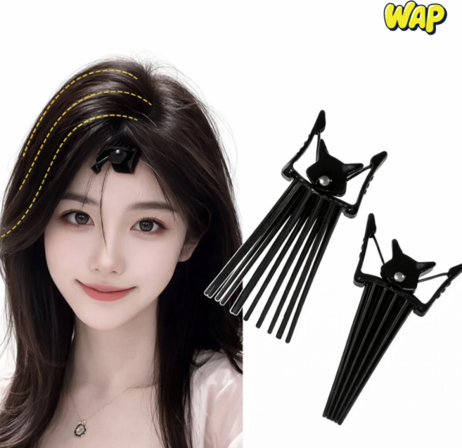 WAP 정수리 뿌리 볼륨핀 헤어핀 집게 고정 앞머리 가르, 2개, 블랙