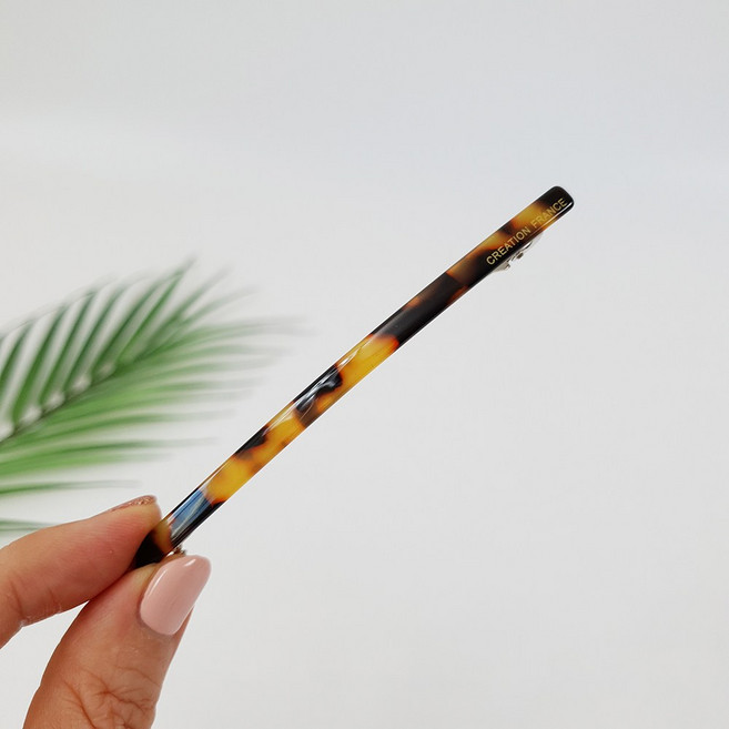 프랑스핀 호피 마블 슬림 롱 10.5 cm 빼빼로 헤어 자동핀