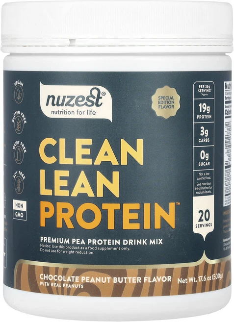 Nuzest Clean Lean Protein 초콜릿 땅콩버터 맛 500g(17.6oz), Nuzest Clean Lean Protein ..., 500g, 1개 - 쿠팡