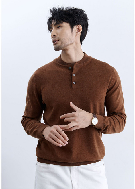 秋冬新款亨利領長袖針織衫毛衣男修身商務外穿打底衫外貿跨境批發