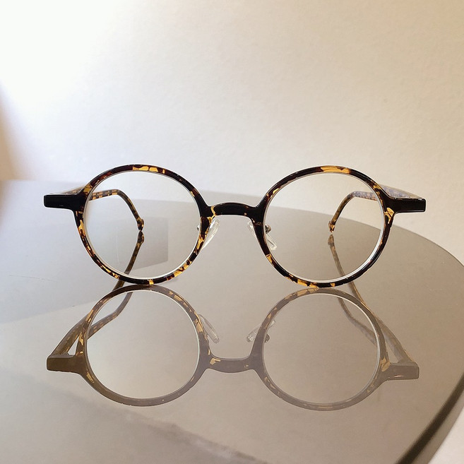 레오파드 호피 레트로 동그란 뿔테 안경 동글이 패션 안경테