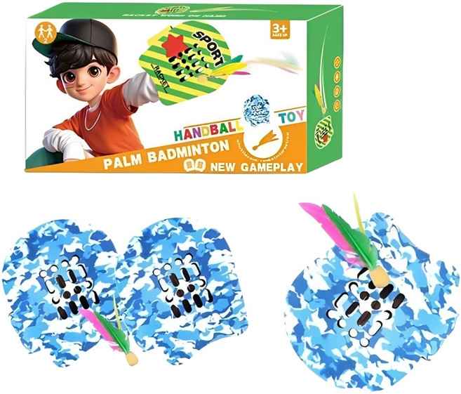 CALL PLAY 手拍毽子 掌上羽毛球玩具, 迷彩藍, 1套
