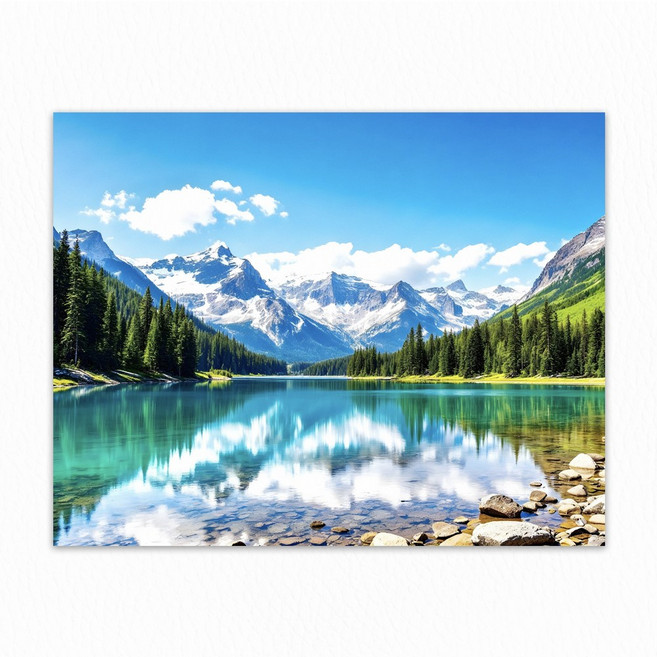 풍수 인테리어 폭포 돈들어오는 현관 액자 자석 풍경 그림, 3번-가득차있는재물호수