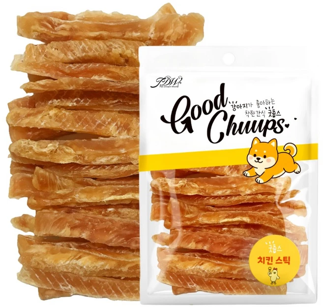 굿츕스05 강아지간식 육포 훈련용간식 개껌 강아지닭가슴살간식 강아지껌 노즈워크간식, 치킨, 180g, 1개 - 쿠팡