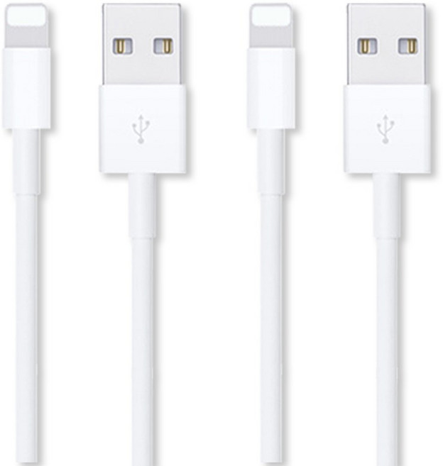 [1+1]UNBOXING 아이폰 정품 호환 라이트닝 8핀 데이터 충전케이블 (박스포장), 화이트, 2개, 1m