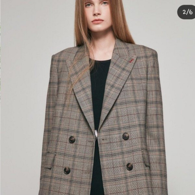 제시뉴욕 체크일자정장자켓MD9NRJL0790_KG 3068774