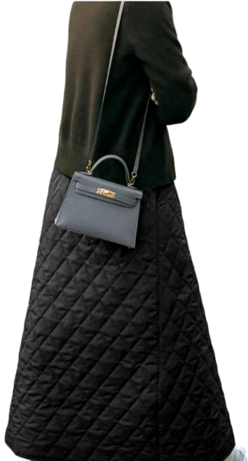 여성용 빅사이즈 퀼팅 롱 치마 겨울 스커트