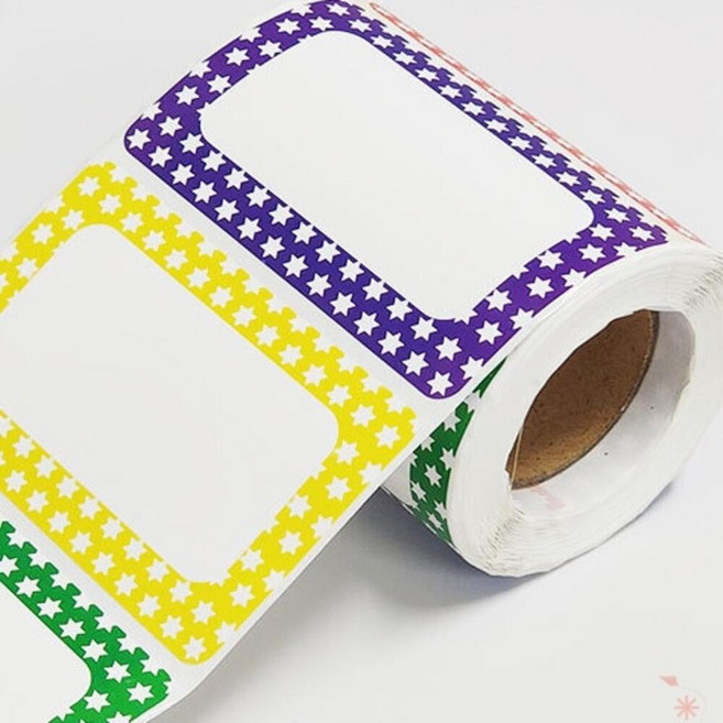 컬러별라운드사각형 견출지 스티커 분류텍 8.8x5.5cm 약300개입