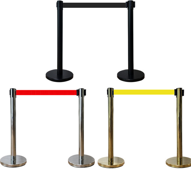 베스트홈 벨트형 스텐 차단봉 2M, 실버봉-빨강, 1개