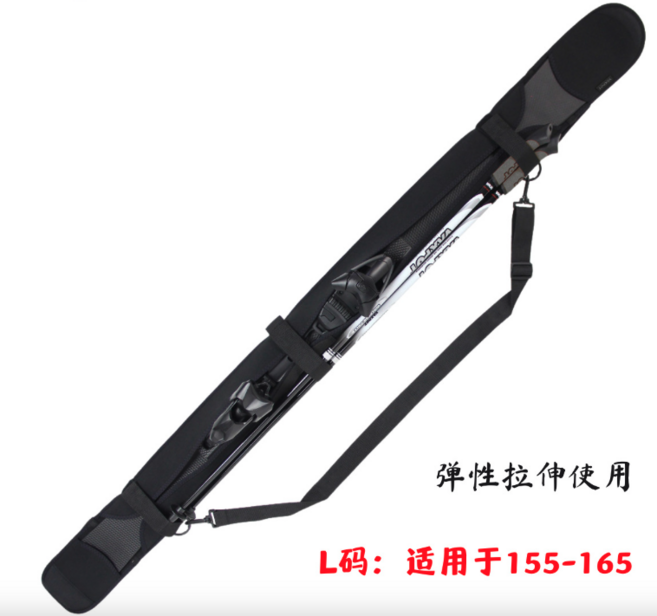 彈性伸縮滑雪杖收納袋 可調節肩帶 耐磨材質 輕巧便攜, 黑色L, 1套
