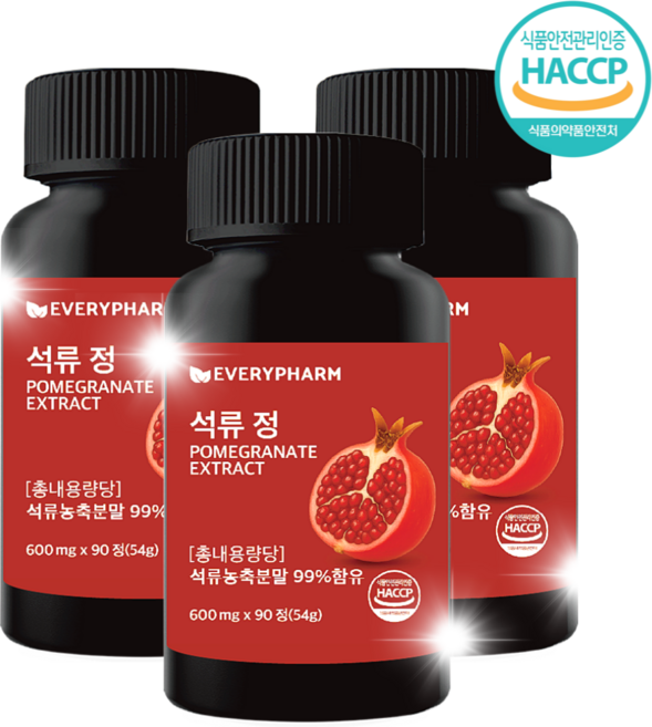 에브리팜 석류 정 고농축 HACCP 인증, 3개, 90정