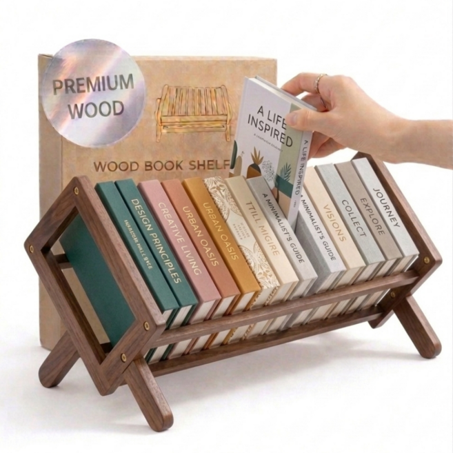 핫쏘잇 튼튼한 우드 책꽂이 북선반, 월넛, 1단