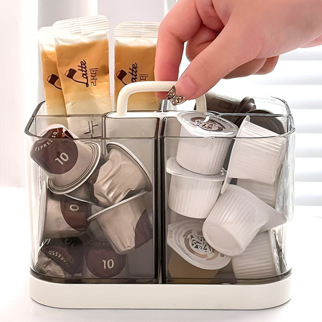 오누원(OnuONE) 손잡이 다용도 투명 칸막이 정리함, 1개, 쿨화이트