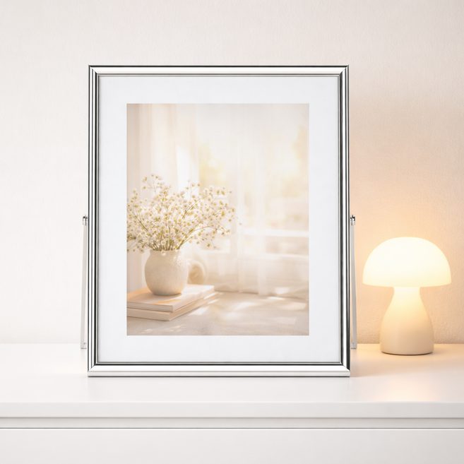 유니팡 인테리어 고급 엔틱 빈티지 포토 액자 심플 프레임 신혼집 원룸 방 꾸미기, 1개, 실버