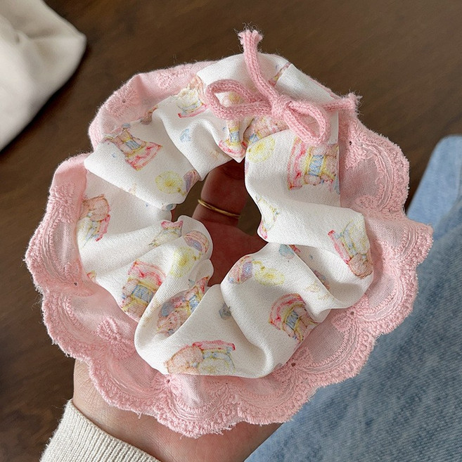 2026新款碎花大腸髮圈女慵懶風低馬尾發繩高級感森系頭繩甜美髮飾