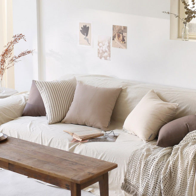 레트로웜 린넨 쿠션커버 순면 사각 디자인 쇼파 쿠션 4color 5size