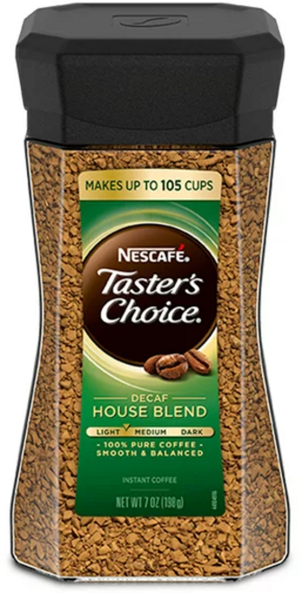 Nescafé Tasters Choice 인스턴트 커피 하우스 블렌드 라이트/미디엄 로스트 디카페인 198g 1팩, 1개입, 1개