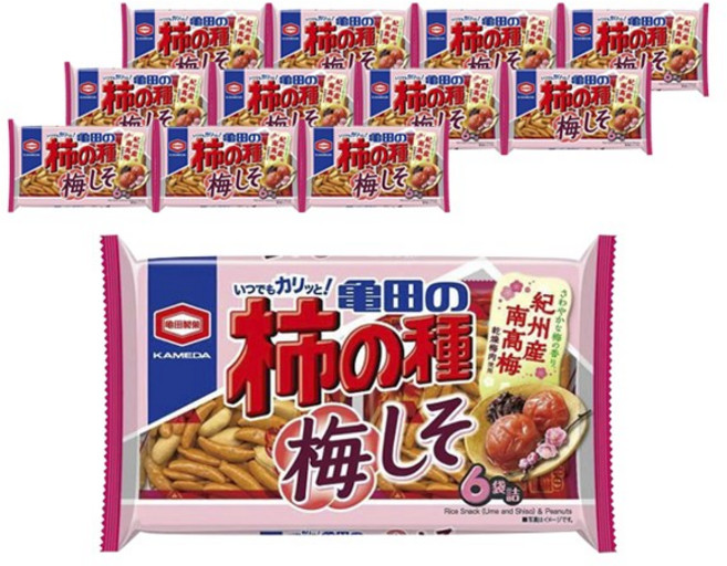 카메다 카키노타네 매실 차조기 6개입, 12개, 164g