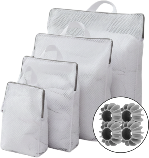 [세탁볼 4개 증정] 달그라미 메쉬 입체 세탁망 세트 4종, 1세트, 화이트