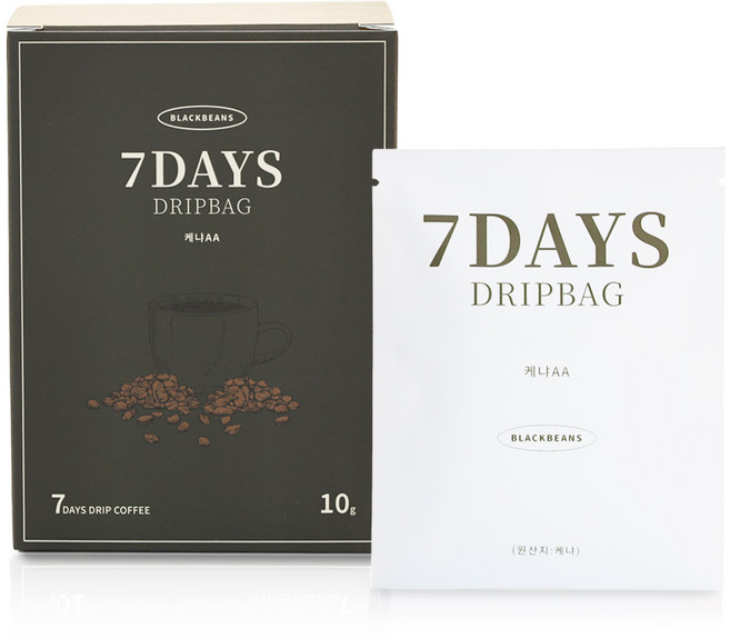 블랙빈스 드립백 커피 케냐AA, 1개, 7개입, 10g