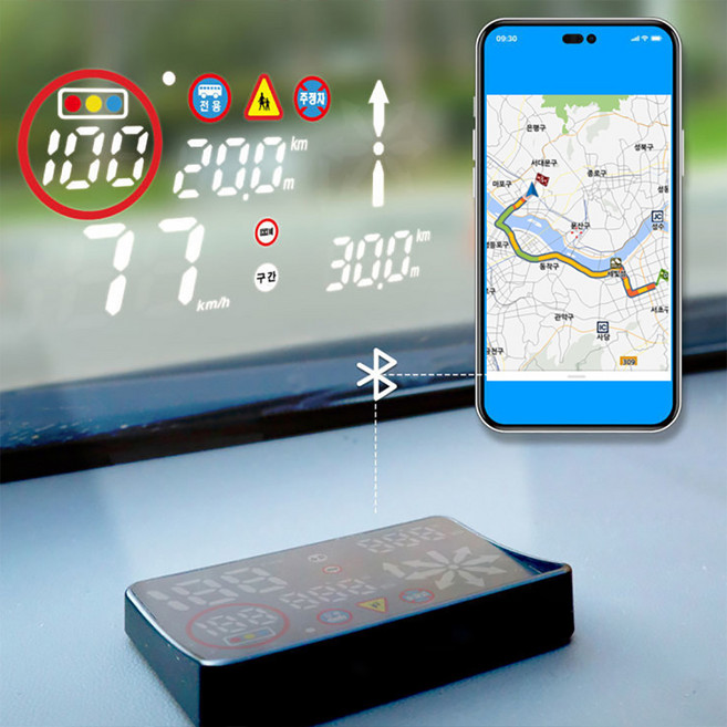 폰터스 AI 음성인식 보이스 허드 HUD 헤드업디스플레이 SK텔레콤 차량 안전 운전 장비, 1개