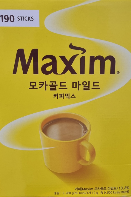 맥심 모카골드 마일드 커피믹스, 12g, 190개입, 1개