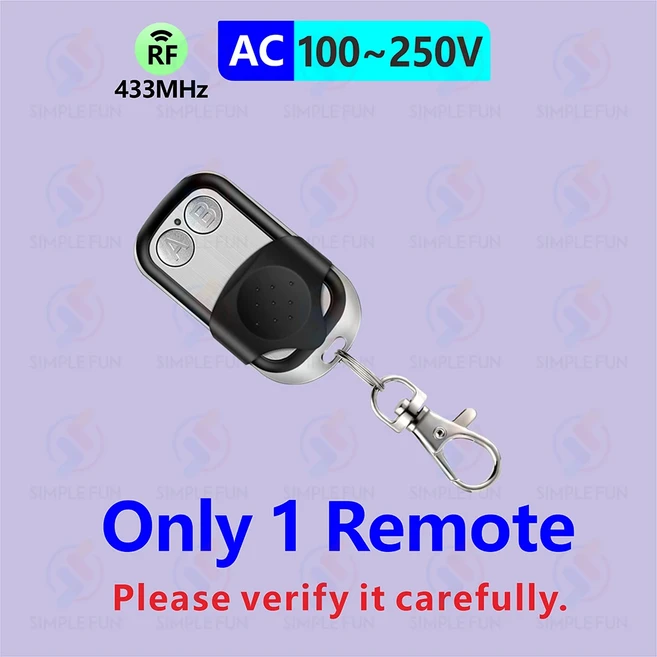 433Mhz 무선 원격 제어 스위치 220V 230V 110V 1CH 10A 미니 릴레이 수신기 모듈 LED/조명/팬용 70m 범위, 01 빠른, 03 only 1 remote