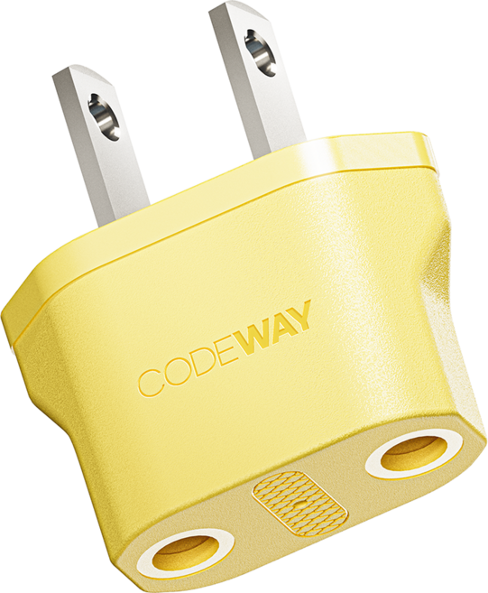 코드웨이 돼지코 220V 변환 110V 플러그 35 x 40 mm, 40mm, 옐로우, 1개