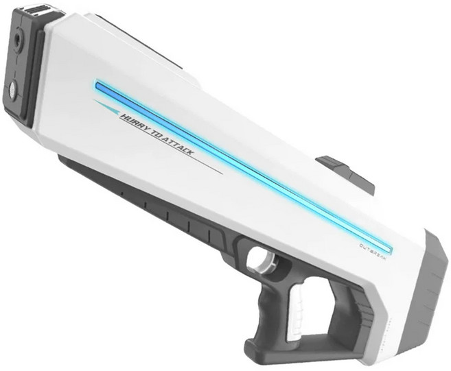 SUNRIVER 선리버트레이딩 전동 워터건 전자동 물총 자동급수 다이내믹 화려한 조명 Electric Water Gun 워터밤 워터파크 강력 사거리 LED 전동흡수 련발 단발, B-1 화이트 조명/자동 급수, 1개