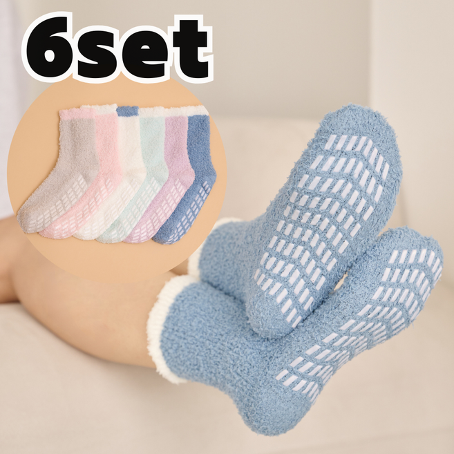 6켤레1세트 슬로우믹스 여성 미끄럼방지 수면양말 무압박