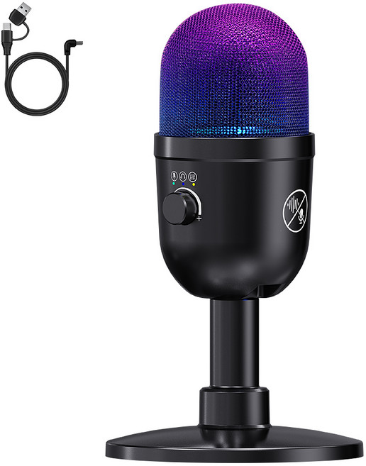 PANSHI 유선 콘덴서 게이밍 마이크 방송용 녹음용, MV21-블랙