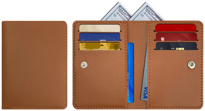 세련된 슬림 카드지갑 RFID 차단 미니 남녀공용 심플 스냅 버튼 명함 월렛 9포켓