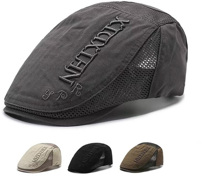 남성 여름 메쉬 헌팅캡 자수 통풍 모자 베레모 빵모자 san+84110Ew