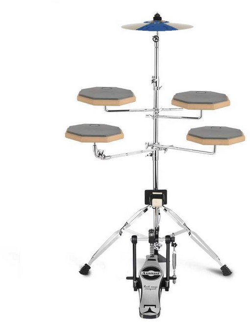 음악실 드럼패드세트 초보 입문용 연습용 타악기 교육, 1개, 주황색 5드럼 1심벌+드럼스틱통+드럼키