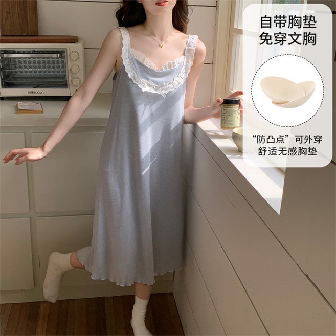 夏季吊帶睡裙女款V領法式性感甜美新款可外穿家居服