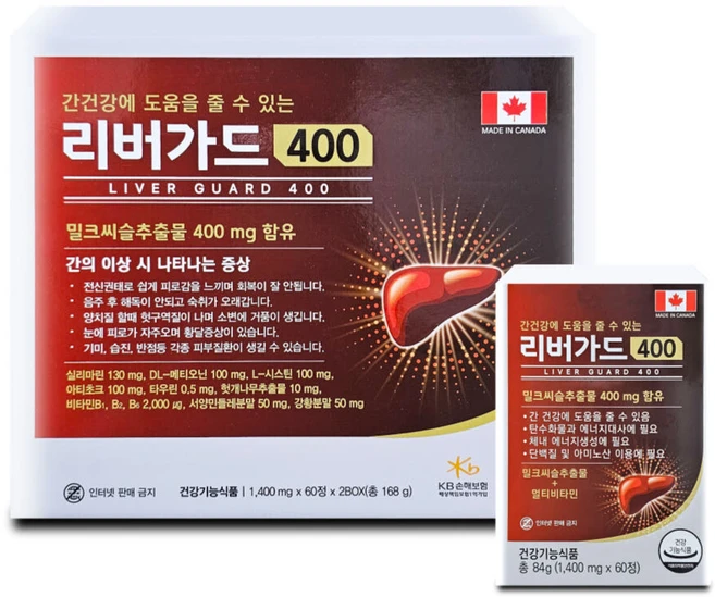 리버가드 400 120정 4개월분 캐나다 밀크씨슬, 2개, 60정 - 쿠팡