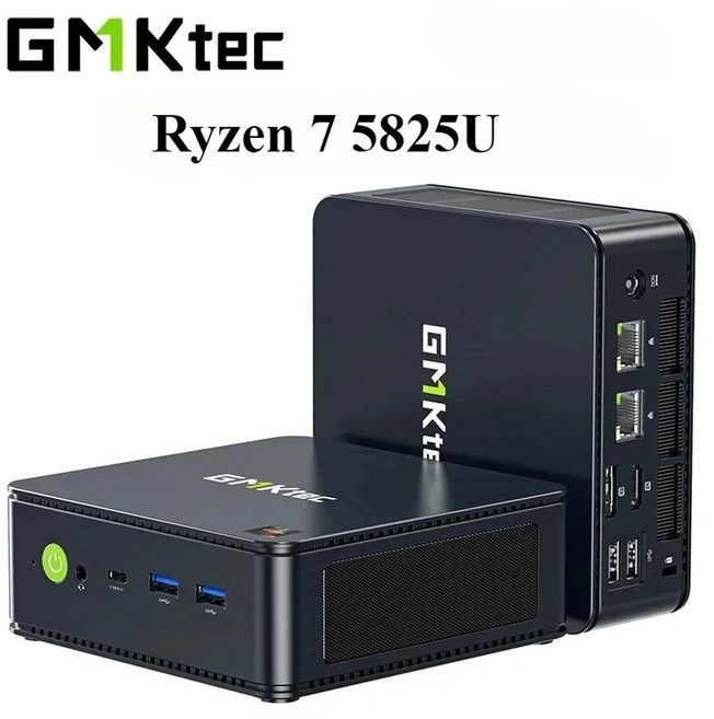 GMKtec M5 Plus Ryzen 7 5825U 미니 PC Windows 11 Pro DDR4 듀얼 채널 M 2 SSD WIFI6E BT5 데스크탑 오피스 게임용 컴퓨터, EU, DDR4 8GB 256GB NVMe