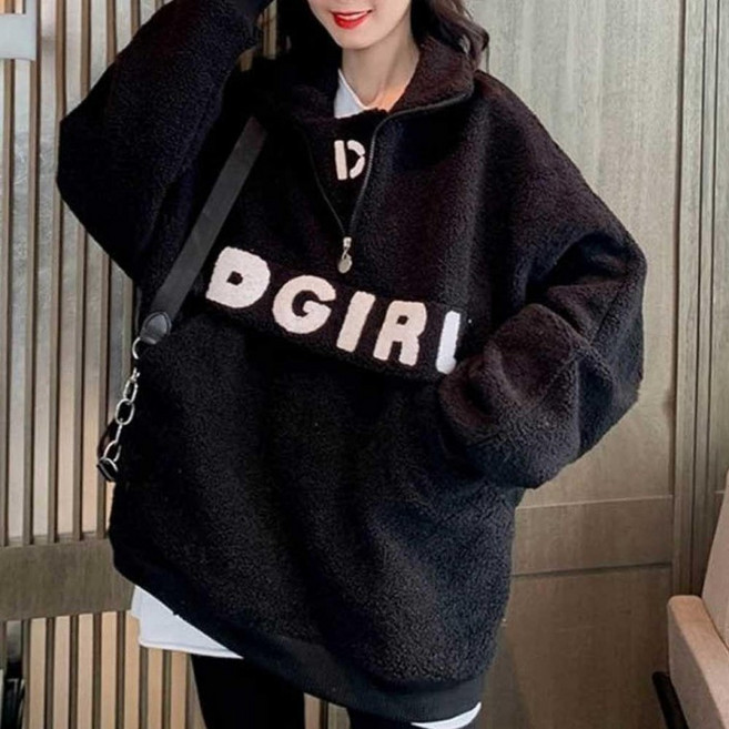 여자 뽀글 후리스 집에서 입는옷 긴팔 안감 기모 겨울 이후 집업후 겨울집업후 티셔츠