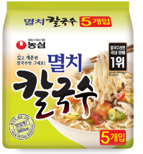 농심 멸치 칼국수, 98g, 5개