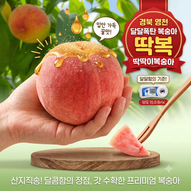 [프리미엄 산지직송] 고당도 경북 영천 딱딱이털복숭아 딱복 딱딱이복숭아, 1개, 중과4kg