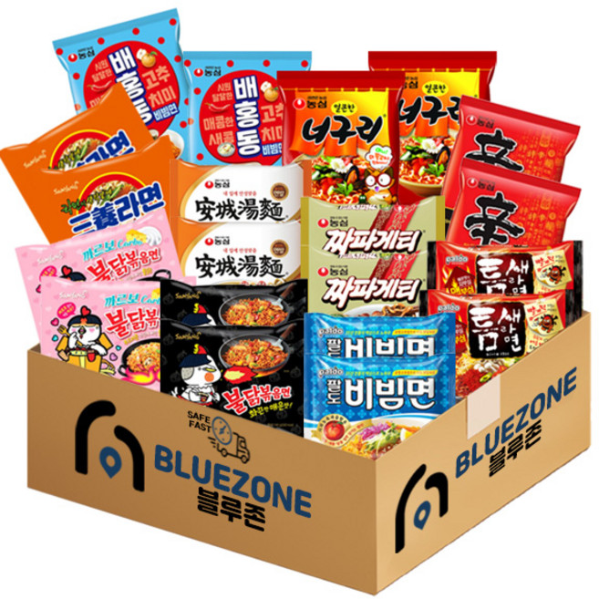 인기봉지라면 비빔면 낱개 10종 20봉입(배홍동2+팔도비빔2+불닭볶음2+까르보불닭2+틈새라면2+짜파게티2+신라면2+너구리2+안성탕면2+삼양2), 5세트
