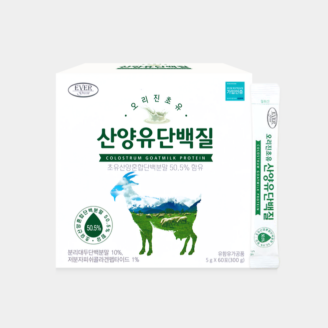 오리진초유 산양유 단백질 5g 60포 2개월분 콜라겐, 1박스