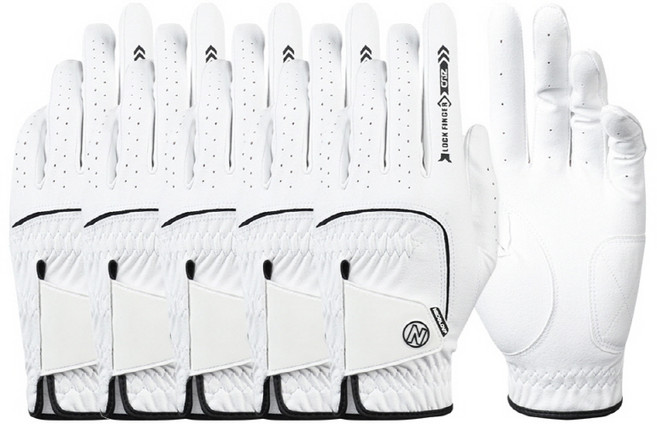 네오글러브 N시리즈2.0 합피 여성 한손 골프장갑 극세사 이중덧댐 5장세트, 화이트, 5개