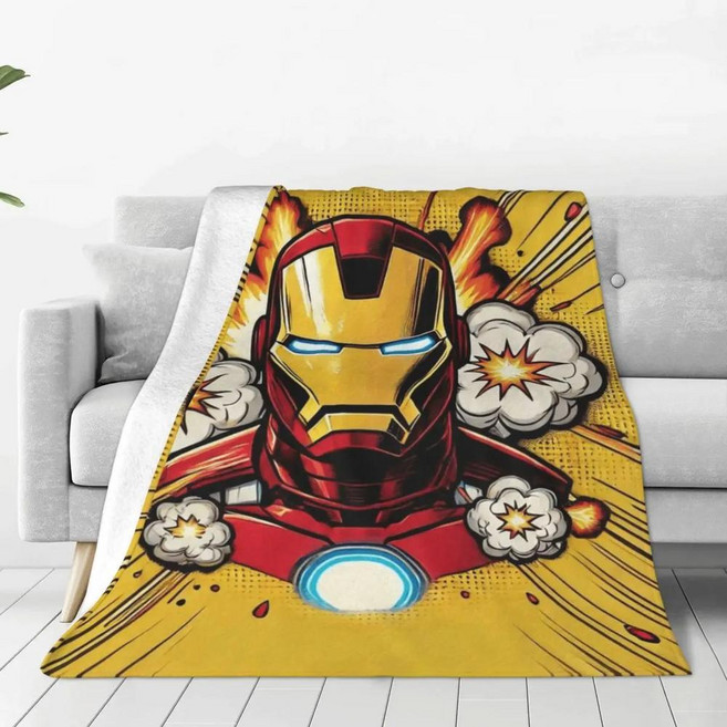 아이언 맨 영화 담요 양털 가을 플란넬 소파 자동차 침구 이불, A. 76x102cm, 5. 6, 1개