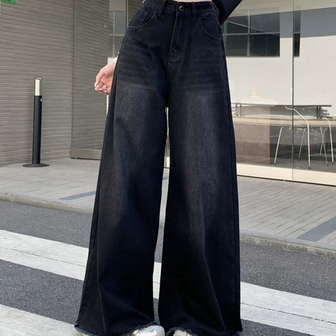 COSYEVNO 여성 봄가을 와이드 컷팅 데님 팬츠 BCXnzk-8