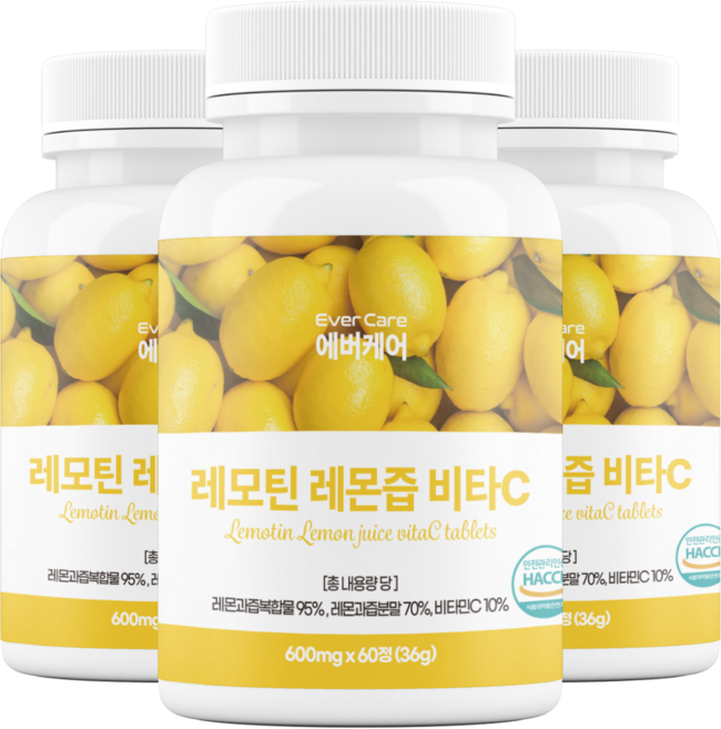 에버케어 레몬즙 비타민C 정 고함량 레몬착즙 알약, 3개, 60정