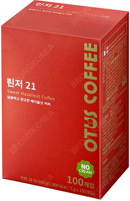 린저21 헤이즐넛 노프림, 1개, 100개입, 5g